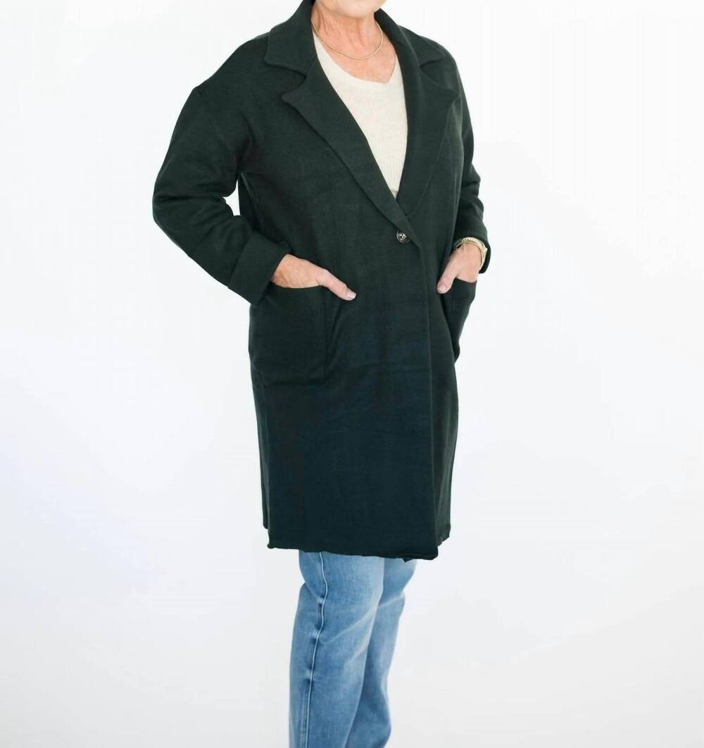 NEW TEA N ROSE vie sweater coat in deep green